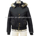 Ladies padded short coat jackets with hood in winter